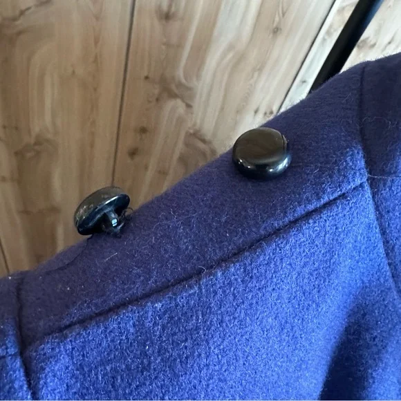 Vtg 80s Beautiful Blue 80% Wool Long Winter Coat/Duster Purple lining USA - Picture 5 of 16